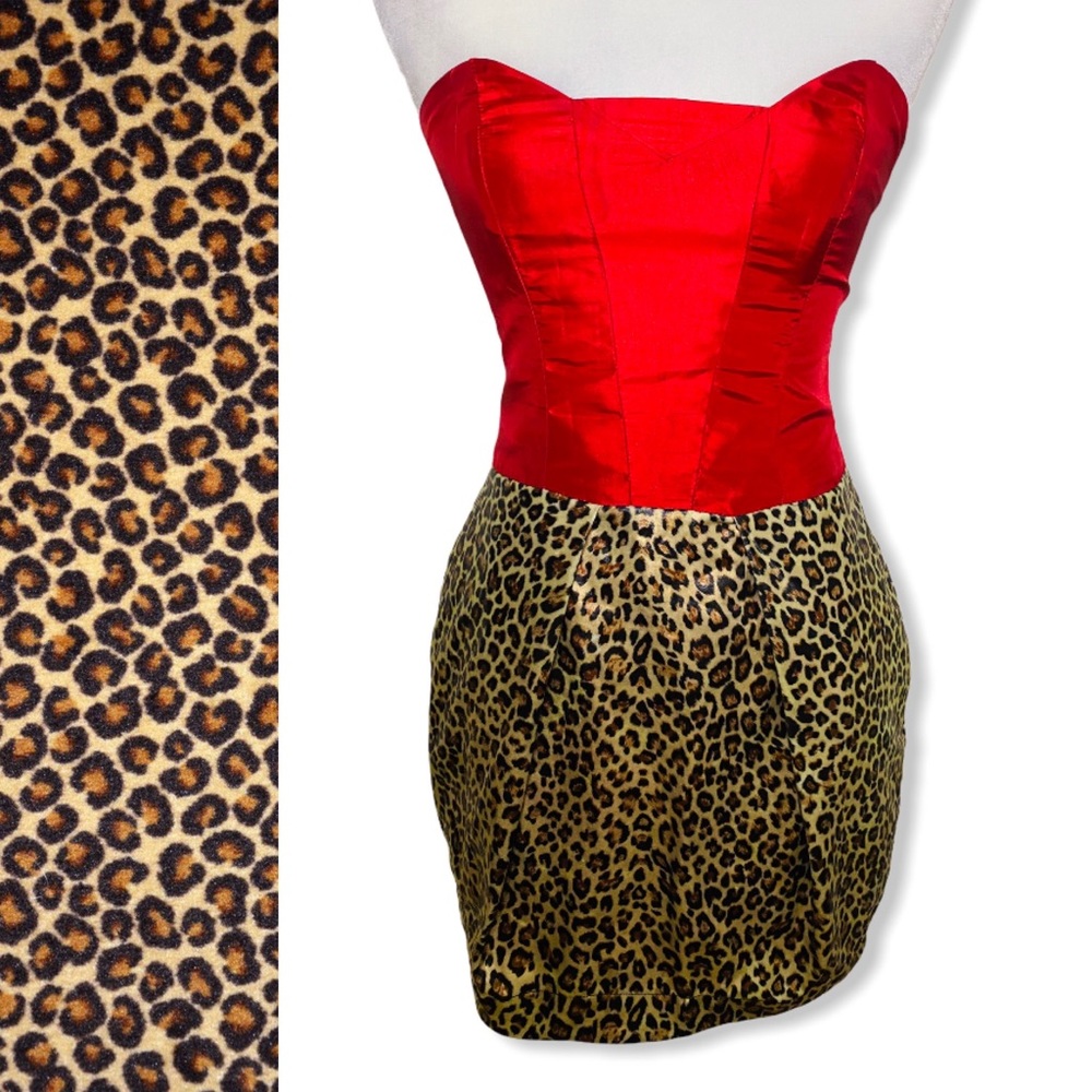 🔥 Red Leopard sweetheart strapless dress